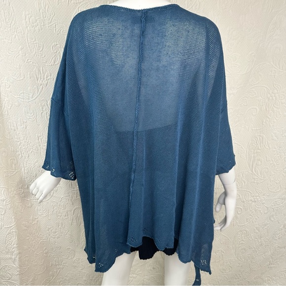 Cheyenne OSFM Teal Boatneck Sweater with Pointelle Hem - Picture 9 of 12